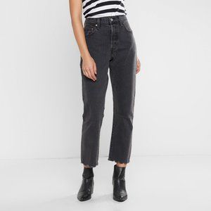 LEVI'S 501 Lady Crush black cropped high rise button fly straight leg jeans